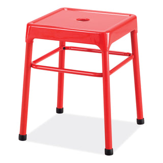 Safco® Steel GuestBistro Stool, Backless, Supports Up to 250 lb, 18" Seat Height, Red Seat, Red Base (SAF6604RD)