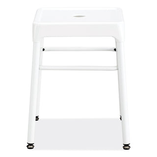 Safco® Steel GuestBistro Stool, Backless, Supports Up to 250 lb, 18" Seat Height, White Seat, White Base (SAF6604WH)