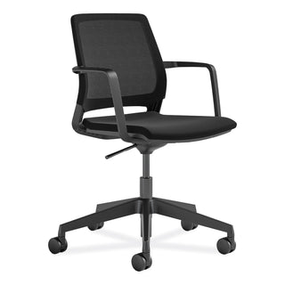 Safco® Medina Conference Chair, Supports Up to 300 lb, 17" to 22" Seat Height, Black Seat/Back/Base, Ships in 1-3 Business Days (SAF6828BL)