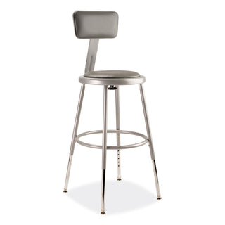 NPS® 6400 Series Height Adjustable Heavy Duty Padded Stool w/Backrest, Supports 300lb, 19"-27" Seat Ht, Gray (NPS6418HB)