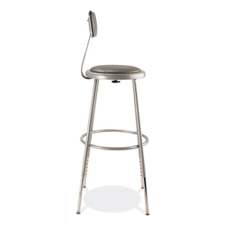 NPS® 6400 Series Height Adjustable Heavy Duty Padded Stool w/Backrest, Supports 300lb, 25"-33" Seat Ht, Gray (NPS6424HB)