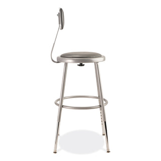 NPS® 6400 Series Height Adjustable Heavy Duty Padded Stool w/Backrest, Supports 300lb, 19"-27" Seat Ht, Gray (NPS6418HB)