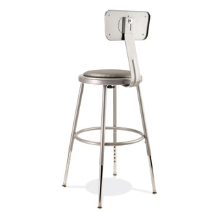 NPS® 6400 Series Height Adjustable Heavy Duty Padded Stool w/Backrest, Supports 300lb, 19"-27" Seat Ht, Gray (NPS6418HB)