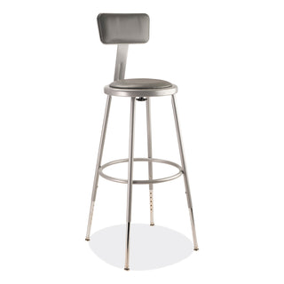 NPS® 6400 Series Height Adjustable Heavy Duty Padded Stool w/Backrest, Supports 300lb, 25"-33" Seat Ht, Gray (NPS6424HB)