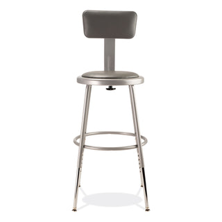 NPS® 6400 Series Height Adjustable Heavy Duty Padded Stool w/Backrest, Supports 300lb, 19"-27" Seat Ht, Gray (NPS6418HB)