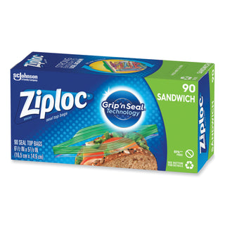Ziploc® Sandwich Bags, 5.88" x 6.50" Length, Clear, Plastic, 1080/Carton, Sandwich, Storage (SJN315885CT)