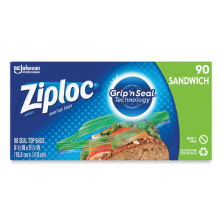 Ziploc® Sandwich Bags, 5.88" x 6.50" Length, Clear, Plastic, 1080/Carton, Sandwich, Storage (SJN315885CT)