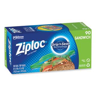 Ziploc® Sandwich Bags, 5.88" x 6.50" Length, Clear, Plastic, 1080/Carton, Sandwich, Storage (SJN315885CT)