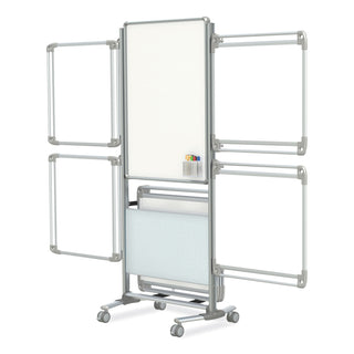 Ghent Nexus Easel Whiteboard, 32 x 76.13, White Surface, Satin Aluminum Frame (GHENEX204EP4FR)