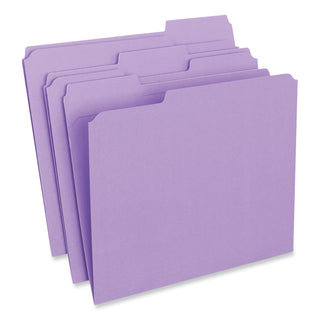Universal® Reinforced Top-Tab File Folders, 1/3-Cut Tabs: Assorted, Letter Size, 1" Expansion, Violet, 100/Box (UNV16165)