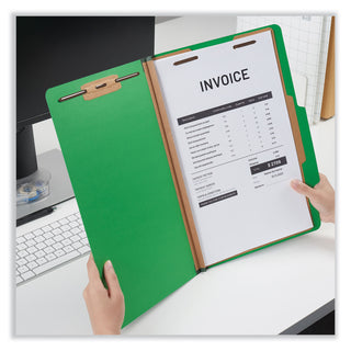 Universal® Bright Colored Pressboard Classification Folders, 2" Expansion, 1 Divider, 4 Fasteners, Legal Size, Emerald Green, 10/Box (UNV10212)