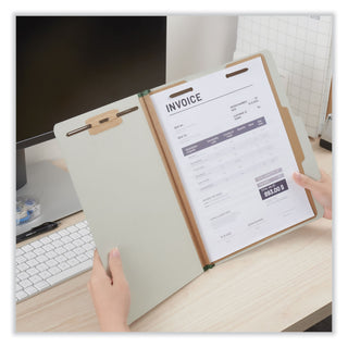 Universal® Four-Section Pressboard Classification Folders, 2" Expansion, 1 Divider, 4 Fasteners, Letter Size, Gray Exterior, 10/Box (UNV10252)