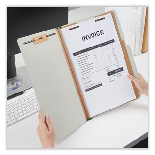 Universal® Six-Section Pressboard Classification Folders, 2" Expansion, 2 Dividers, 6 Fasteners, Legal Size, Gray Exterior, 10/Box (UNV10282)