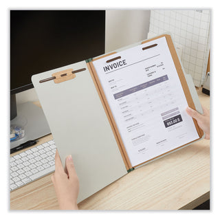 Universal® Eight-Section Pressboard Classification Folders, 3" Expansion, 3 Dividers, 8 Fasteners, Letter Size, Gray Exterior, 10/Box (UNV10292)