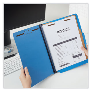 Universal® Bright Colored Pressboard Classification Folders, 2" Expansion, 2 Dividers, 6 Fasteners, Letter Size, Cobalt Blue, 10/Box (UNV10301)