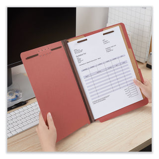 Universal® Bright Colored Pressboard Classification Folders, 2" Expansion, 2 Dividers, 6 Fasteners, Letter Size, Ruby Red, 10/Box (UNV10303)