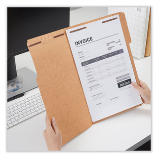 Universal® Reinforced Top Tab Fastener Folders, 0.75" Expansion, 2 Fasteners, Legal Size, Brown Kraft Exterior, 50/Box (UNV10412)
