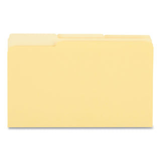 Universal® Deluxe Colored Top Tab File Folders, 1/3-Cut Tabs: Assorted, Legal Size, Yellow/Light Yellow, 100/Box (UNV10524)
