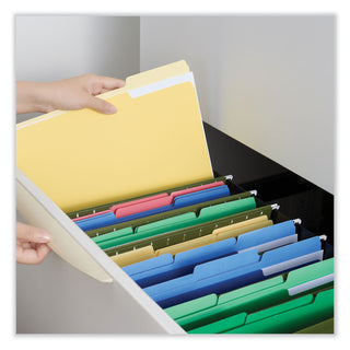 Universal® Interior File Folders, 1/3-Cut Tabs: Assorted, Letter Size, 11-pt Stock, Yellow, 100/Box (UNV12304)