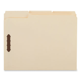 Universal® Deluxe Reinforced Top Tab Fastener Folders, 0.75" Expansion, 2 Fasteners, Letter Size, Manila Exterior, 50/Box (UNV13420)