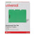 Universal® Deluxe Reinforced Top Tab Fastener Folders, 0.75" Expansion, 2 Fasteners, Letter Size, Green Exterior, 50/Box (UNV13522)