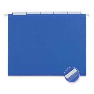 Universal® Deluxe Bright Color Hanging File Folders, Letter Size, 1/5-Cut Tabs, Blue, 25/Box (UNV14116)