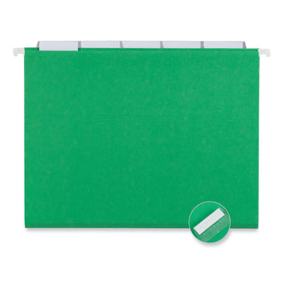 Universal® Deluxe Bright Color Hanging File Folders, Letter Size, 1/5-Cut Tabs, Bright Green, 25/Box (UNV14117)
