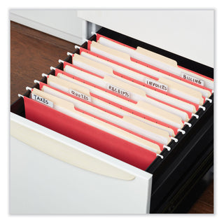 Universal® Deluxe Bright Color Hanging File Folders, Letter Size, 1/5-Cut Tabs, Red, 25/Box (UNV14118)