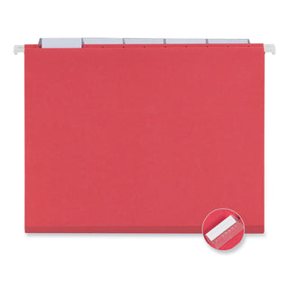 Universal® Deluxe Bright Color Hanging File Folders, Letter Size, 1/5-Cut Tabs, Red, 25/Box (UNV14118)