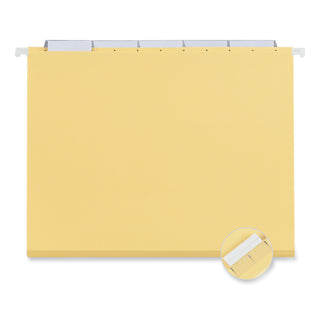 Universal® Deluxe Bright Color Hanging File Folders, Letter Size, 1/5-Cut Tabs, Yellow, 25/Box (UNV14119)