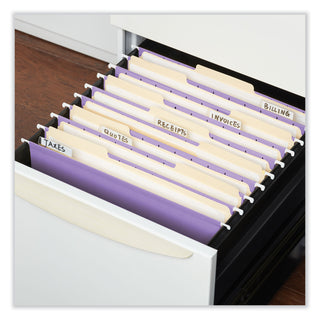 Universal® Deluxe Bright Color Hanging File Folders, Letter Size, 1/5-Cut Tabs, Violet, 25/Box (UNV14120)