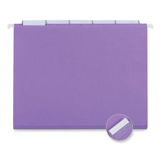 Universal® Deluxe Bright Color Hanging File Folders, Letter Size, 1/5-Cut Tabs, Violet, 25/Box (UNV14120)