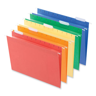 Universal® Deluxe Bright Color Hanging File Folders, Letter Size, 1/5-Cut Tabs, Assorted Colors, 25/Box (UNV14121)