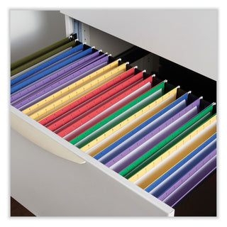 Universal® Deluxe Bright Color Hanging File Folders, Legal Size, 1/5-Cut Tabs, Red, 25/Box (UNV14218)