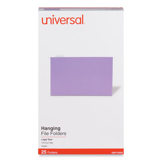Universal® Deluxe Bright Color Hanging File Folders, Legal Size, 1/5-Cut Tabs, Violet, 25/Box (UNV14220)