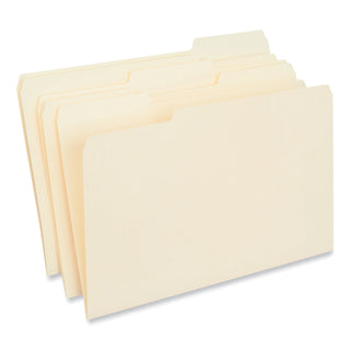 Universal® Interior File Folders, 1/3-Cut Tabs: Assorted, Legal Size, 9.5-pt Manila, 100/Box (UNV15213)