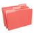 Universal® Interior File Folders, 1/3-Cut Tabs: Assorted, Legal Size, 11-pt Stock, Red, 100/Box (UNV15303)