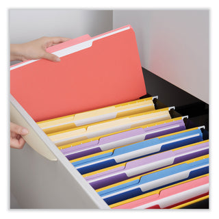 Universal® Interior File Folders, 1/3-Cut Tabs: Assorted, Legal Size, 11-pt Stock, Red, 100/Box (UNV15303)