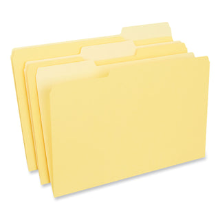 Universal® Interior File Folders, 1/3-Cut Tabs: Assorted, Legal Size, 11-pt Stock, Yellow, 100/Box (UNV15304)