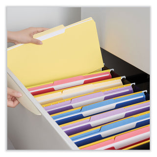 Universal® Interior File Folders, 1/3-Cut Tabs: Assorted, Legal Size, 11-pt Stock, Yellow, 100/Box (UNV15304)