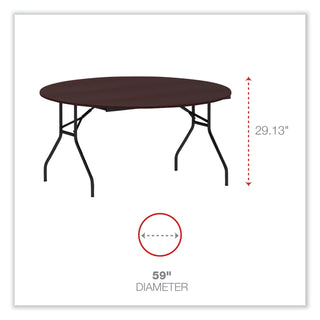 Alera® Round Wood Folding Table, 59 Dia x 29 1/8h, Mahogany (ALEFT7260DMY)