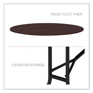 Alera® Round Wood Folding Table, 59 Dia x 29 1/8h, Mahogany (ALEFT7260DMY)