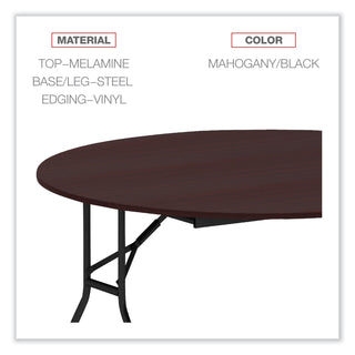 Alera® Round Wood Folding Table, 59 Dia x 29 1/8h, Mahogany (ALEFT7260DMY)