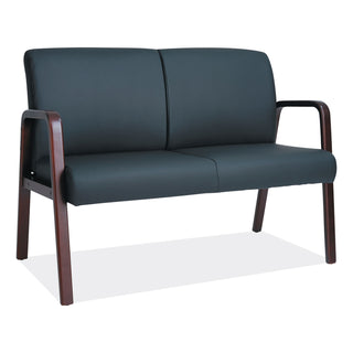 Alera® Reception Lounge Series Wood Loveseat, 44.88w x 26.13d x 33h, Black/Mahogany (ALERL2219M)