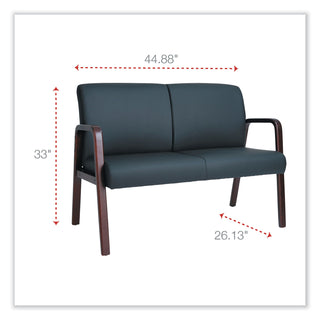 Alera® Reception Lounge Series Wood Loveseat, 44.88w x 26.13d x 33h, Black/Mahogany (ALERL2219M)