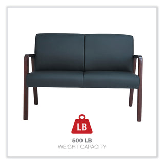 Alera® Reception Lounge Series Wood Loveseat, 44.88w x 26.13d x 33h, Black/Mahogany (ALERL2219M)