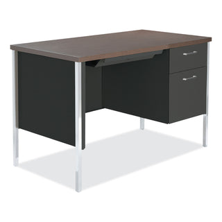 Alera® Single Pedestal Steel Desk, Metal Desk, 45.25w x 24d x 29.5h, Mocha/Black (ALESD4524BM)