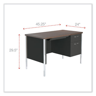 Alera® Single Pedestal Steel Desk, Metal Desk, 45.25w x 24d x 29.5h, Mocha/Black (ALESD4524BM)