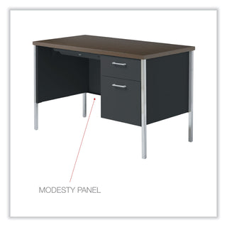 Alera® Single Pedestal Steel Desk, Metal Desk, 45.25w x 24d x 29.5h, Mocha/Black (ALESD4524BM)