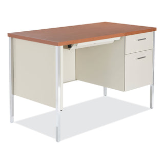 Alera® Single Pedestal Steel Desk, Metal Desk, 45.25w x 24d x 29.5h, Cherry/Putty (ALESD4524PC)